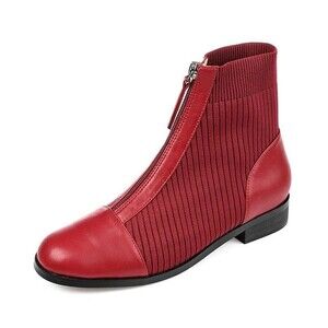 Journee Collection Womens 7.5 M Brick Red Bexlie Flat Ankle Booties NIB LA0